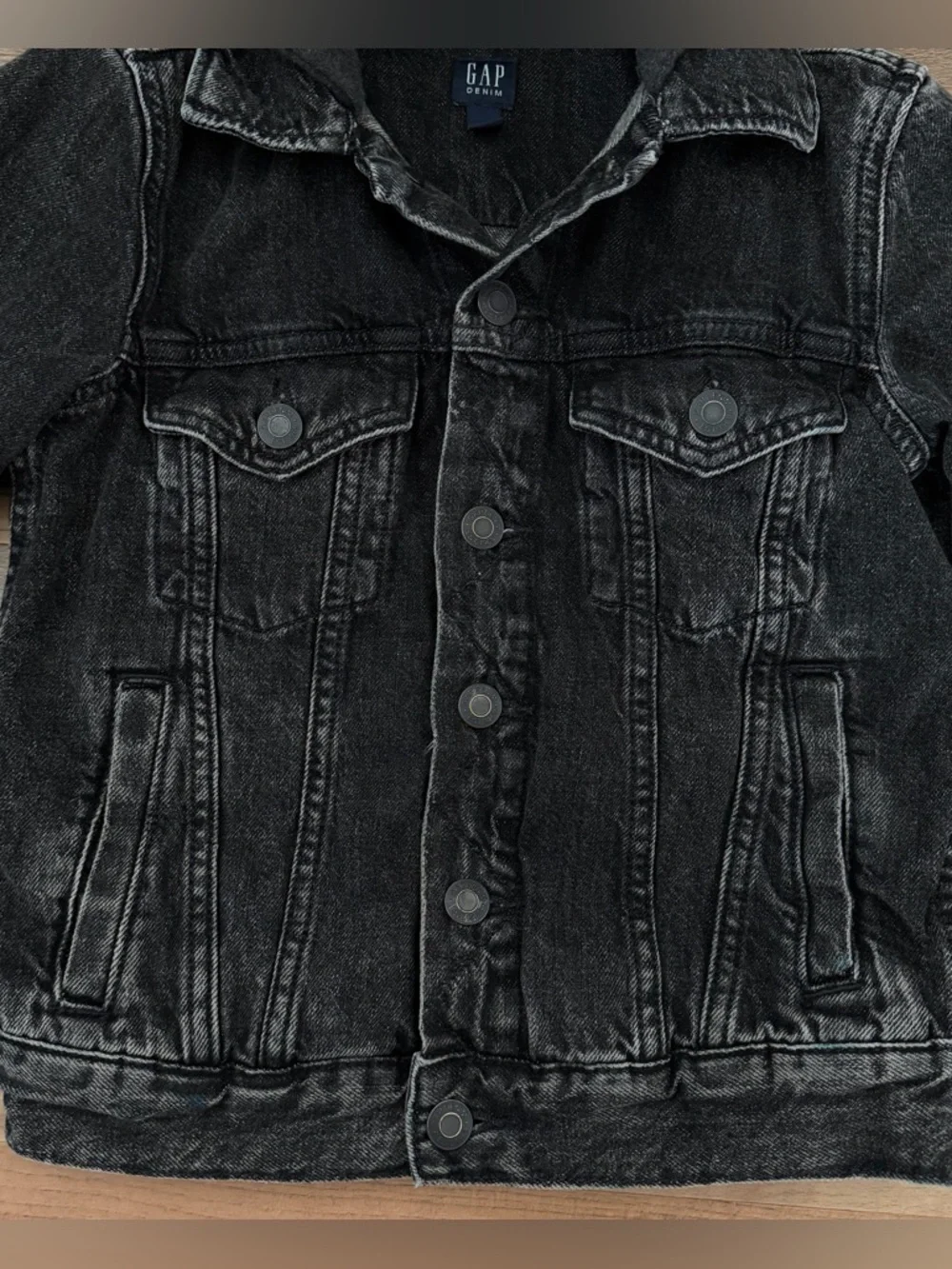GAP Kids Black Hooded Jean Jacket